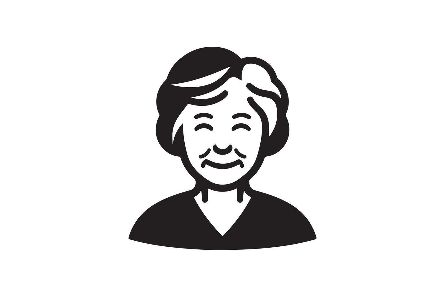 An old woman avatar icon on a white background vector