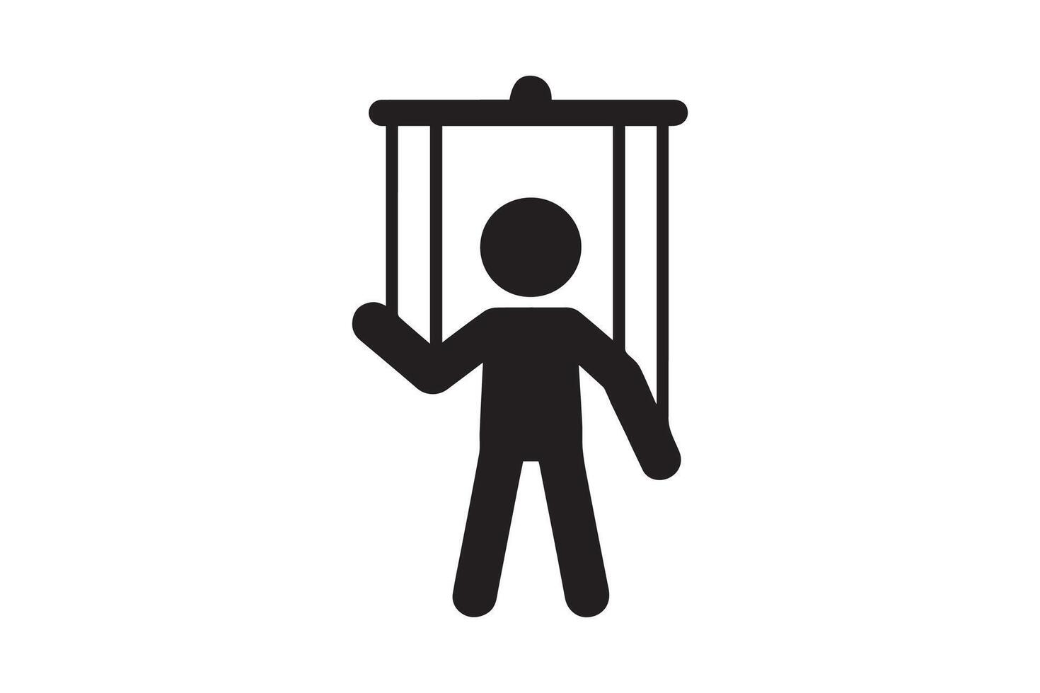 A black silhouette of a man swinging on a swing vector