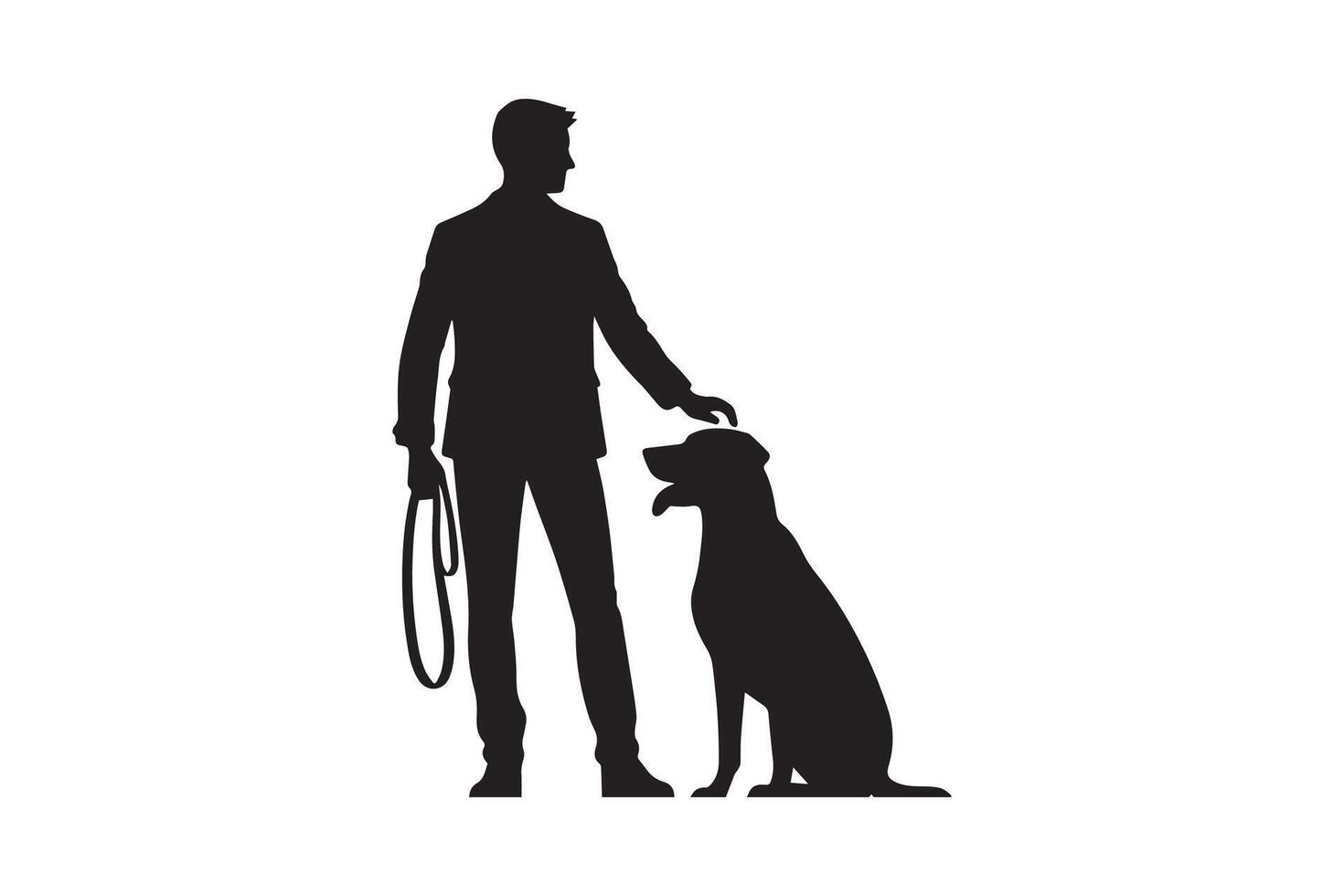 A silhouette of a man and his dog vector