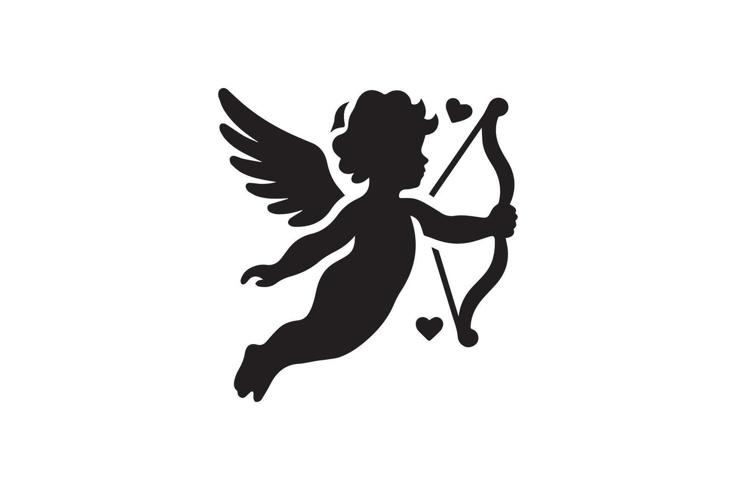 Cupid cupid with bow and arrow silhouette vector