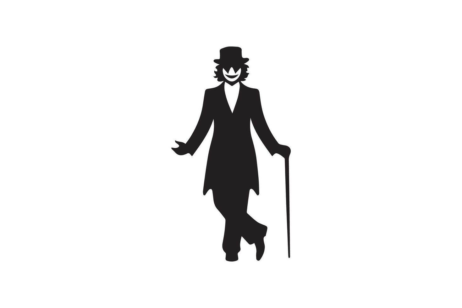 A silhouette of a man in a top hat and top hat vector