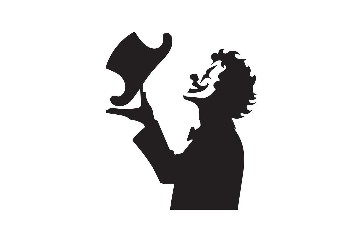 A silhouette of a man holding a hat vector