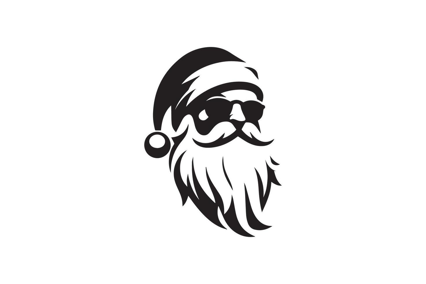 A santa claus face with sunglasses and beard vector