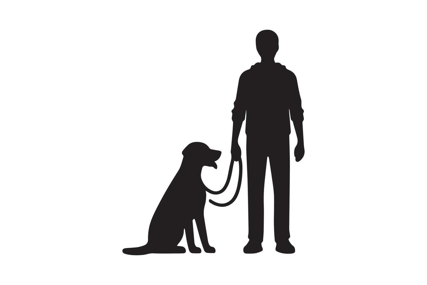A silhouette of a man and his dog vector