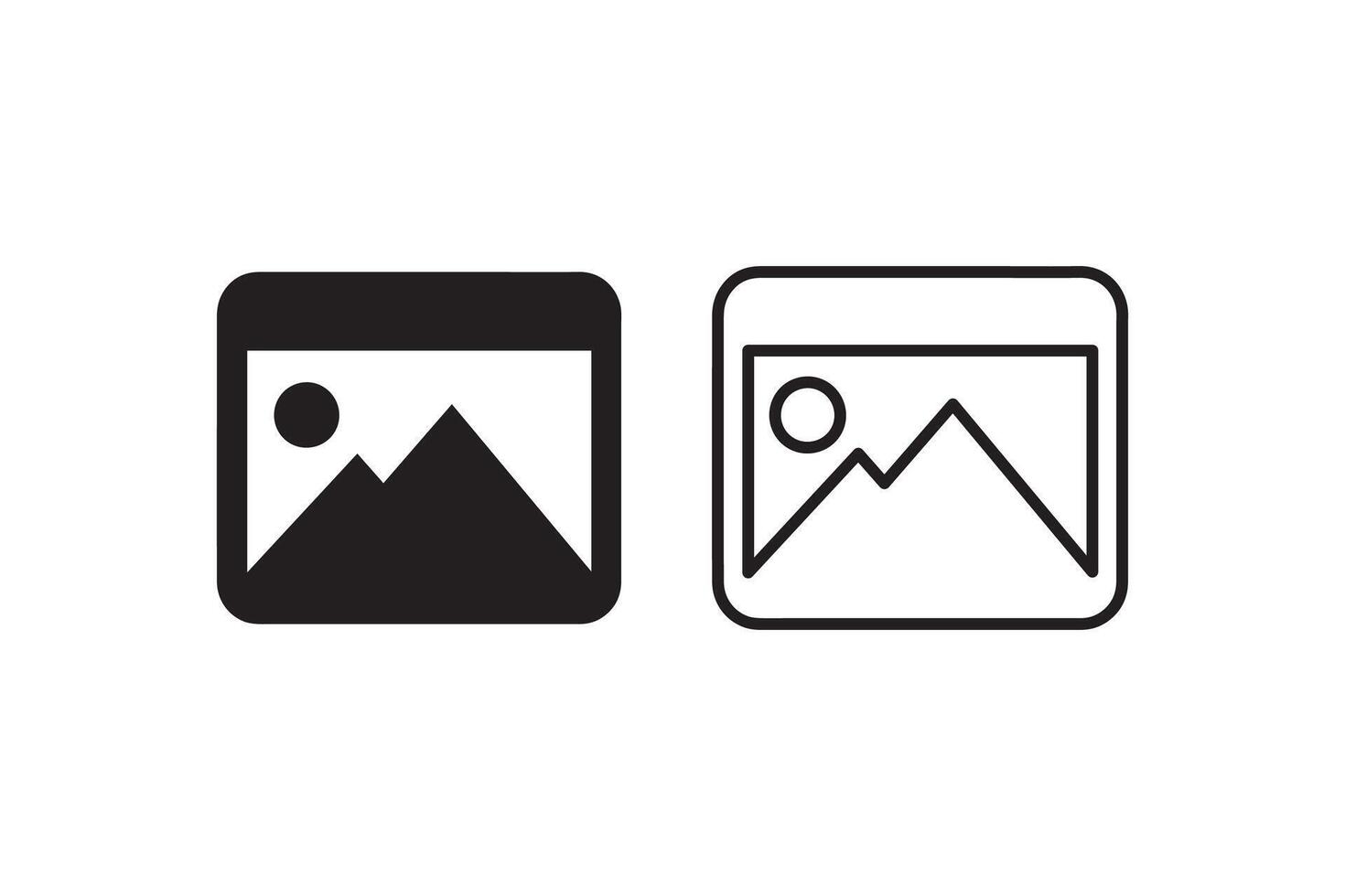 Two icons of a mountain and a camera vector