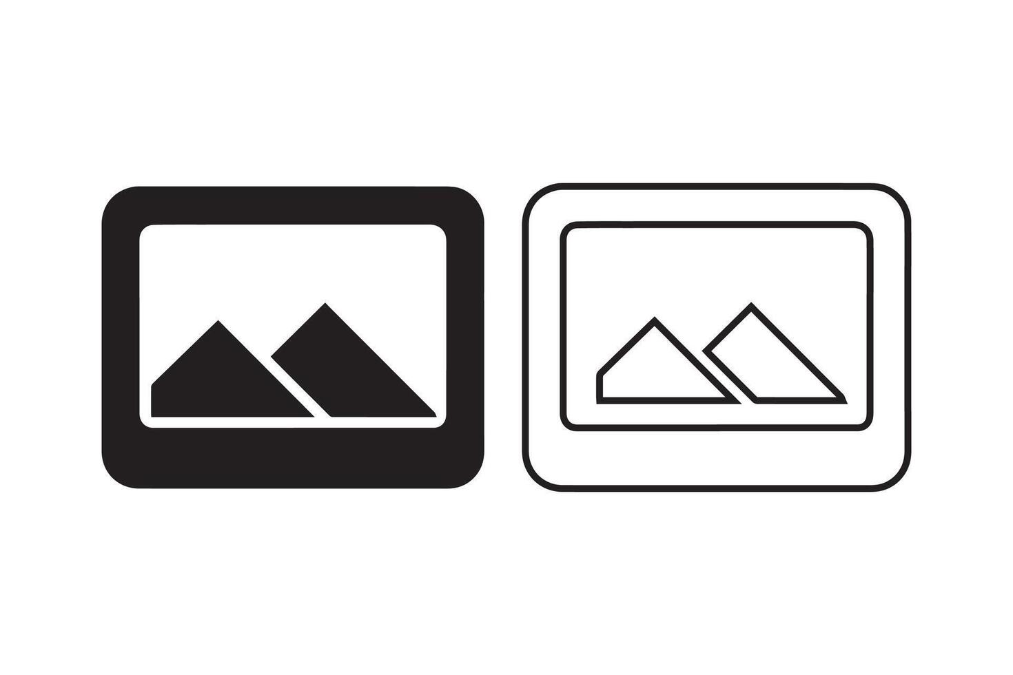 Two icons of mountains and a camera vector