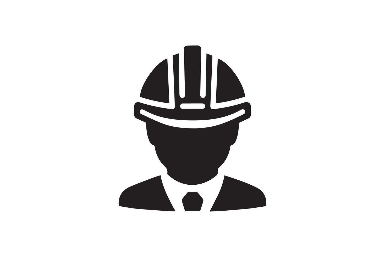 A black and white silhouette of a man in a hard hat vector