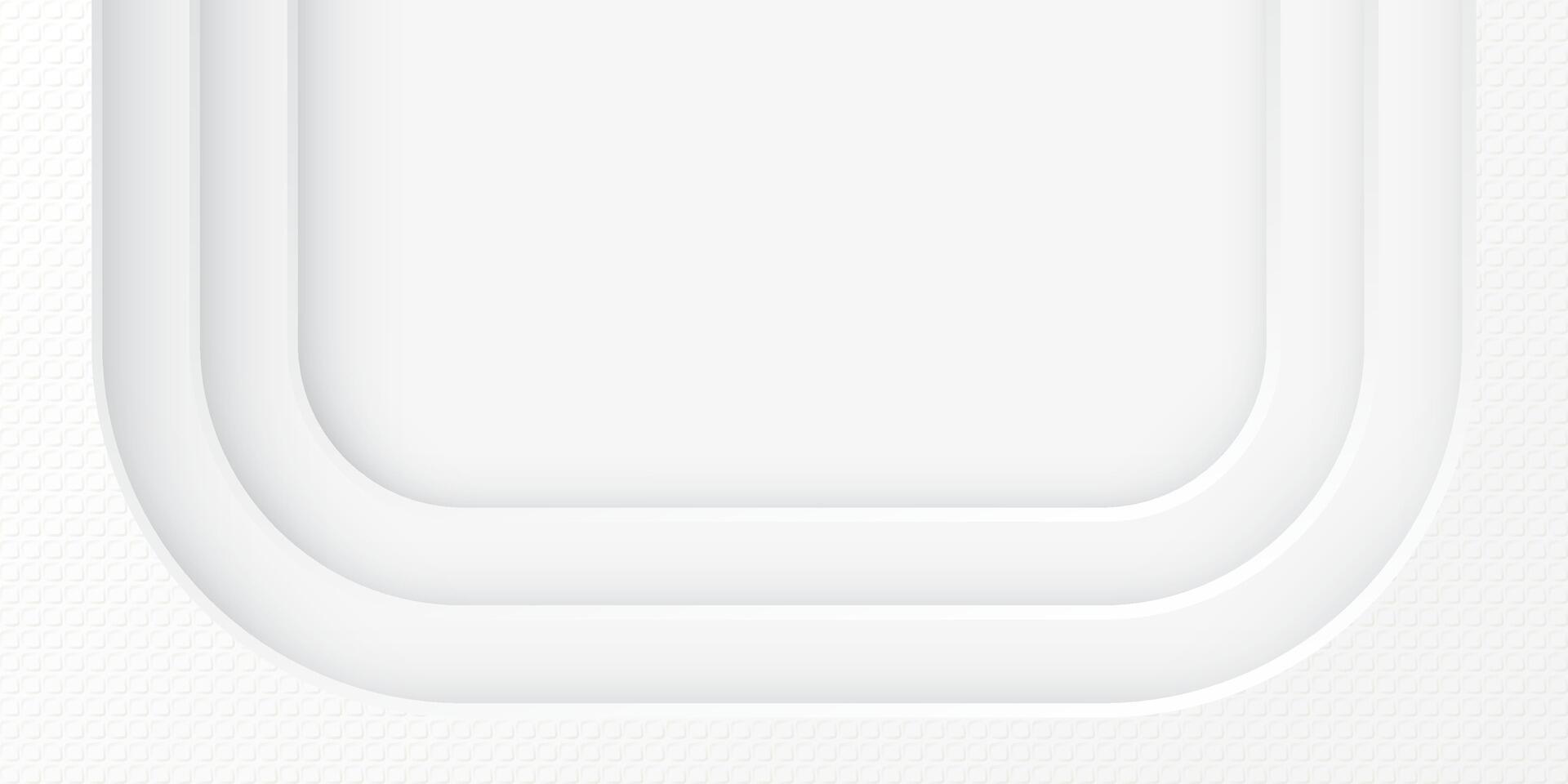White wood free uncoated paper rough textured with 3D half of rounded rectangle frame four layers paper cut style graphic illustration have blank space. vector