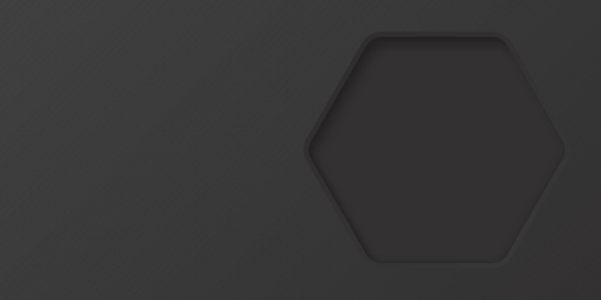 Black wood free uncoated paper rough textured with 3D rounded hexagon frame paper cut style graphic illustration have blank space. vector