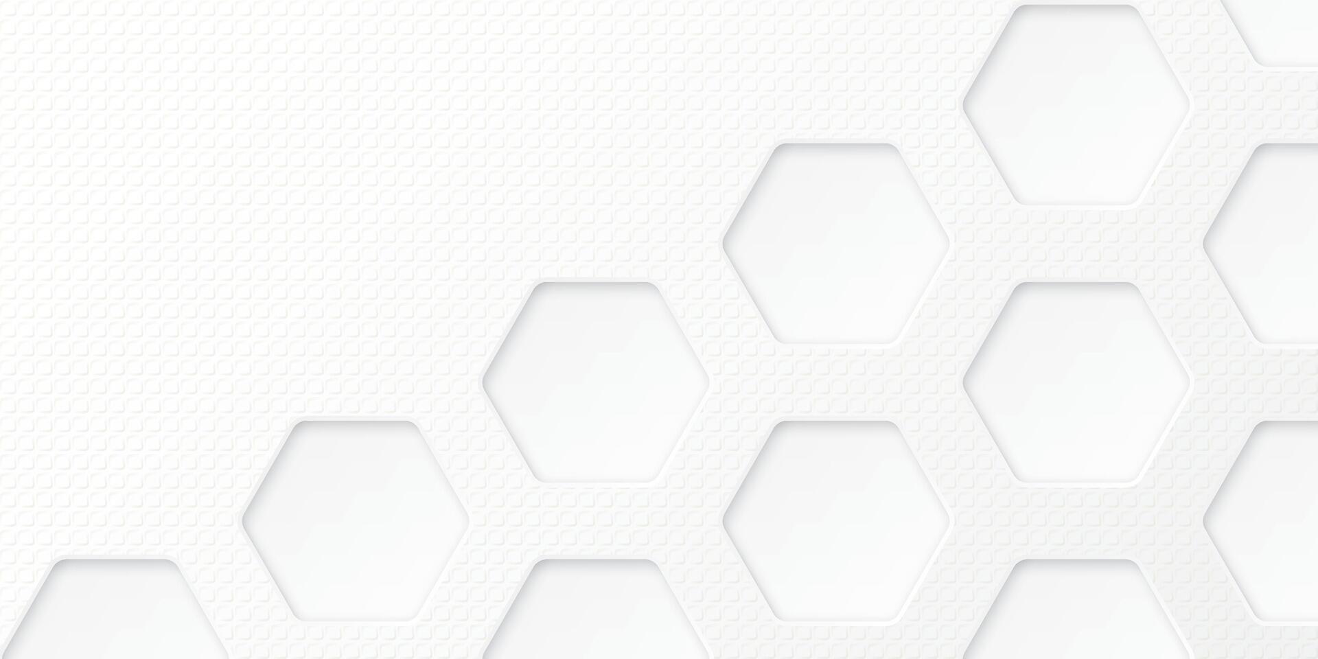 White wood free uncoated paper rough textured horizontal background with 3D rounded hexagon pattern paper cut style graphic illustration have blank space. vector
