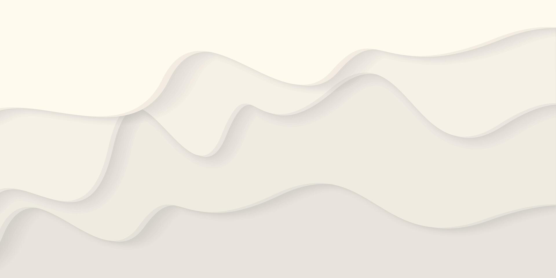Abstract 3D cream liquid flowing on horizontal background paper cut style graphic illustration. vector