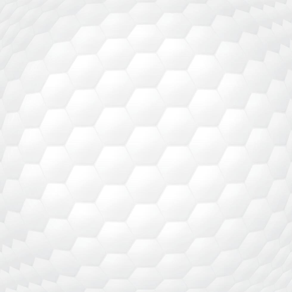 3D white hexagon curve out pattern square background graphic illustration. Honeycomb bulge texture fade condition. vector