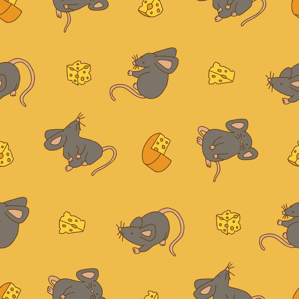 Seamless Pattern of Mouse Animal Cheese Background for Fashion Wrapping Print Fabric Surface vector