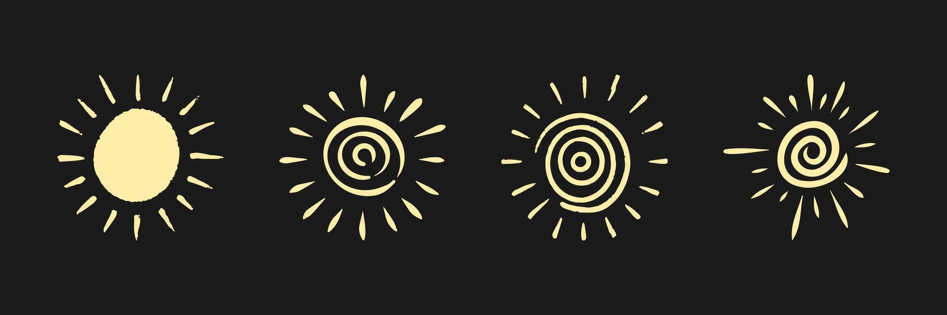 Minimalist Doodle Sun Illustration Variations vector