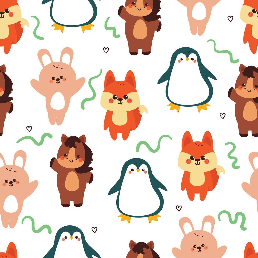 seamless pattern cute cartoon wild animals. animal pattern for wallpaper, background and gift wrap paper vector