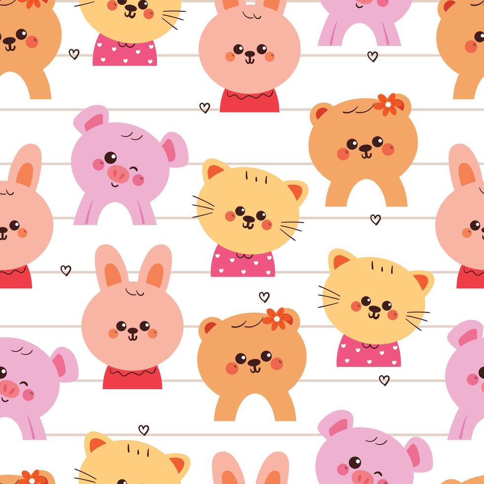 seamless pattern cute cartoon animals. animal pattern for wallpaper, background and gift wrap paper vector