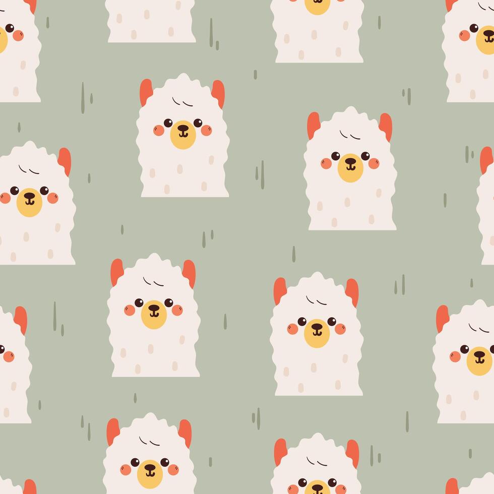 seamless pattern cute cartoon llama. cute animal pattern, chicken pattern, for wallpaper vector
