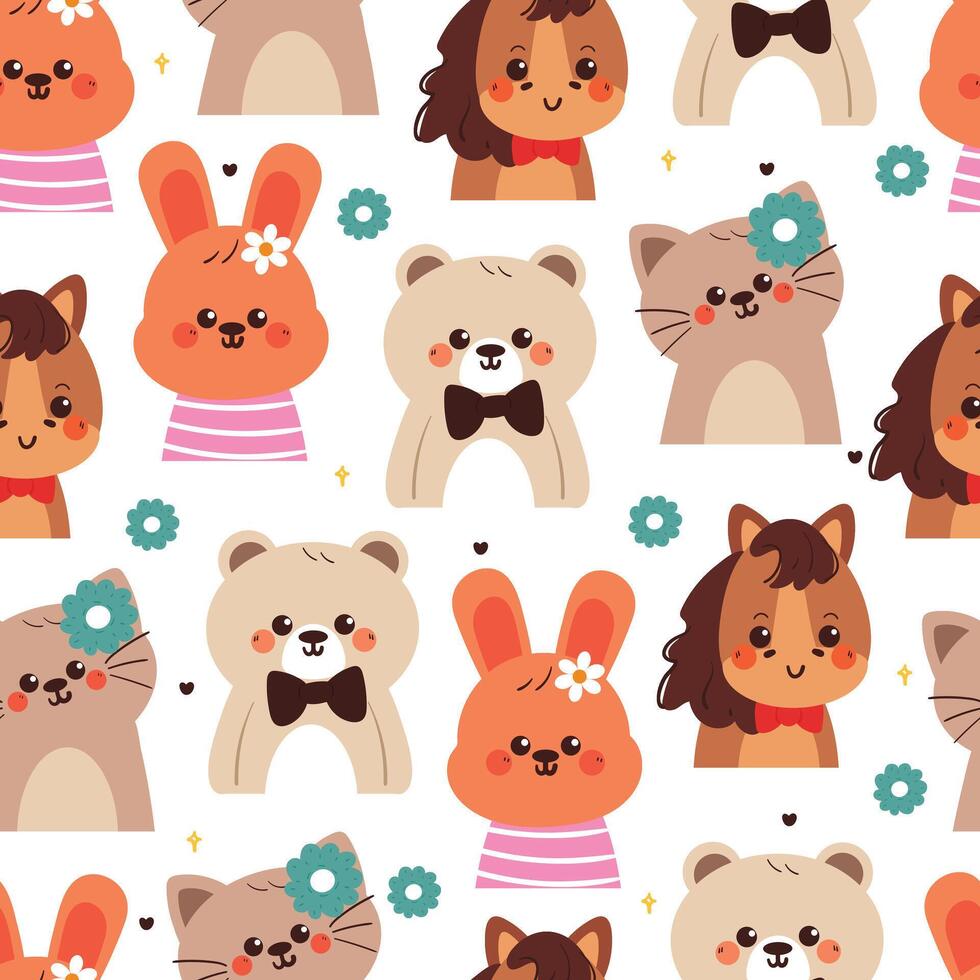seamless pattern cute cartoon animals. cute animal pattern, chicken pattern, for wallpaper vector