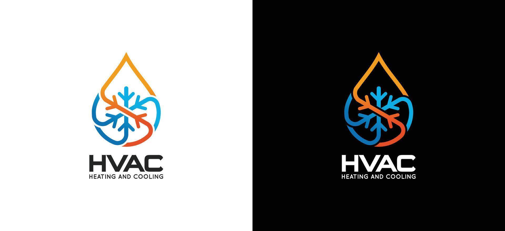 Creative line style cooling and heating logo illustration, hvac logo design vector