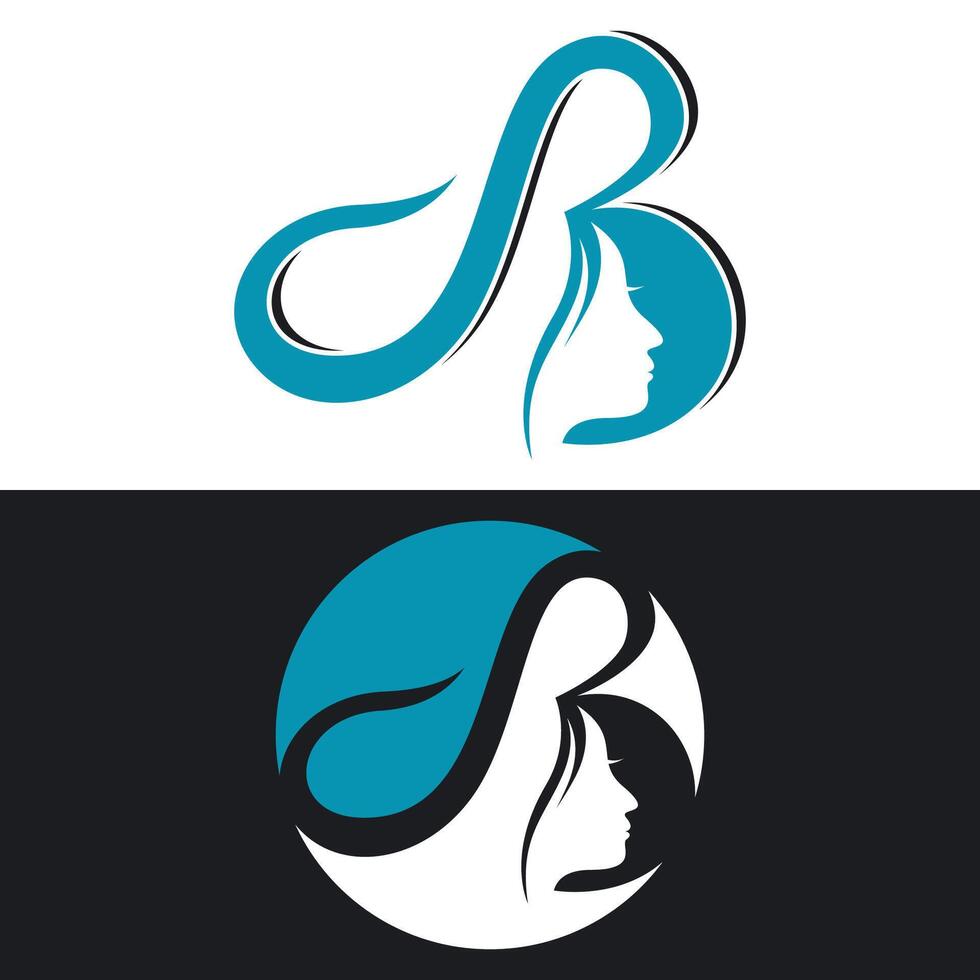 Letter B With Woman Face vector