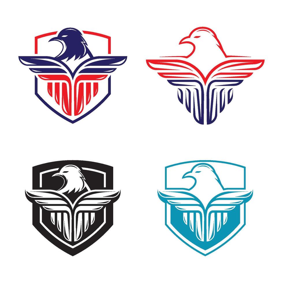 Eagle with shield logo design vector