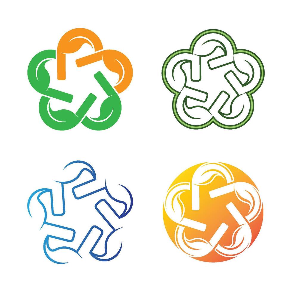 Star and leaf logo design vector