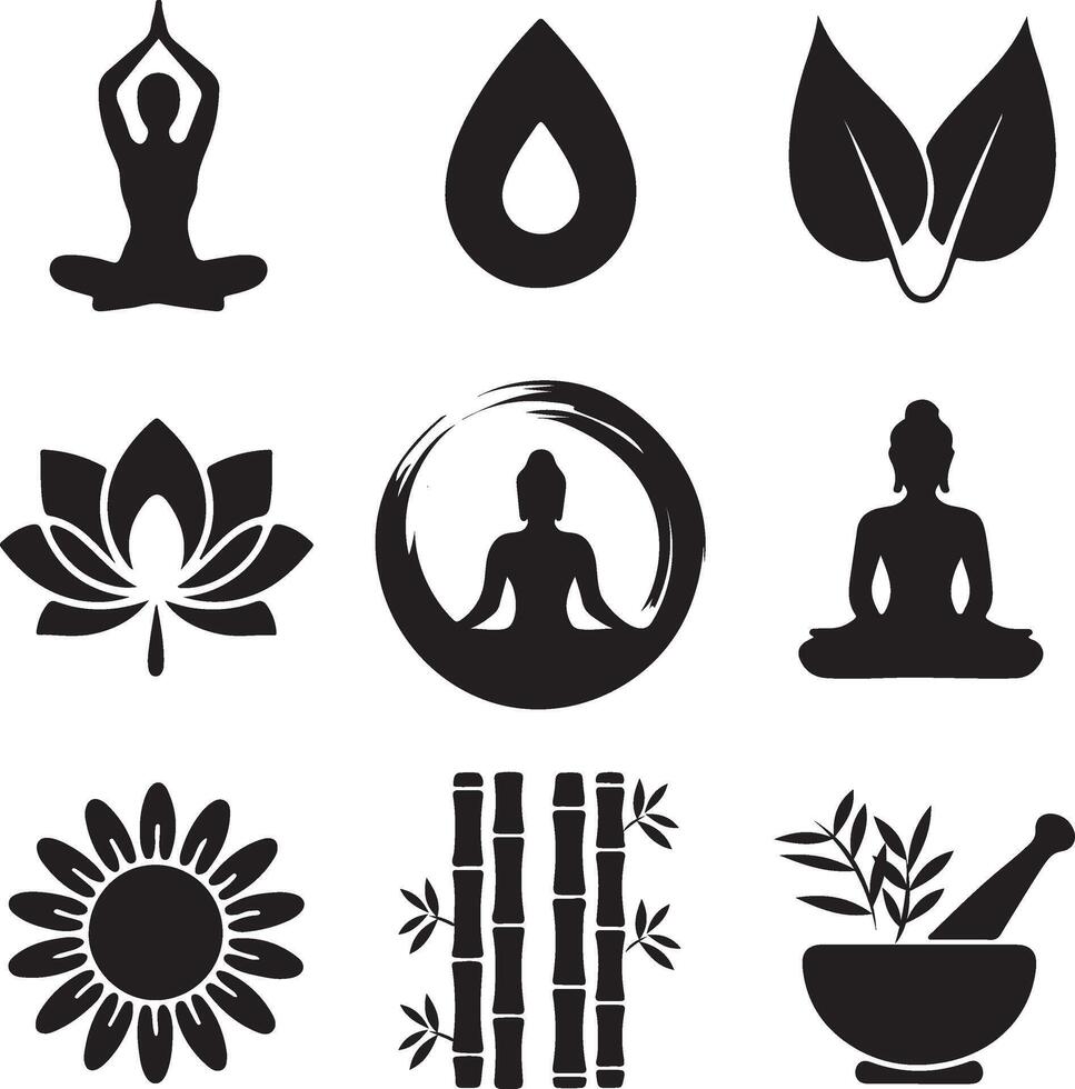 Buddha day Symbols Set - Silhouette vector