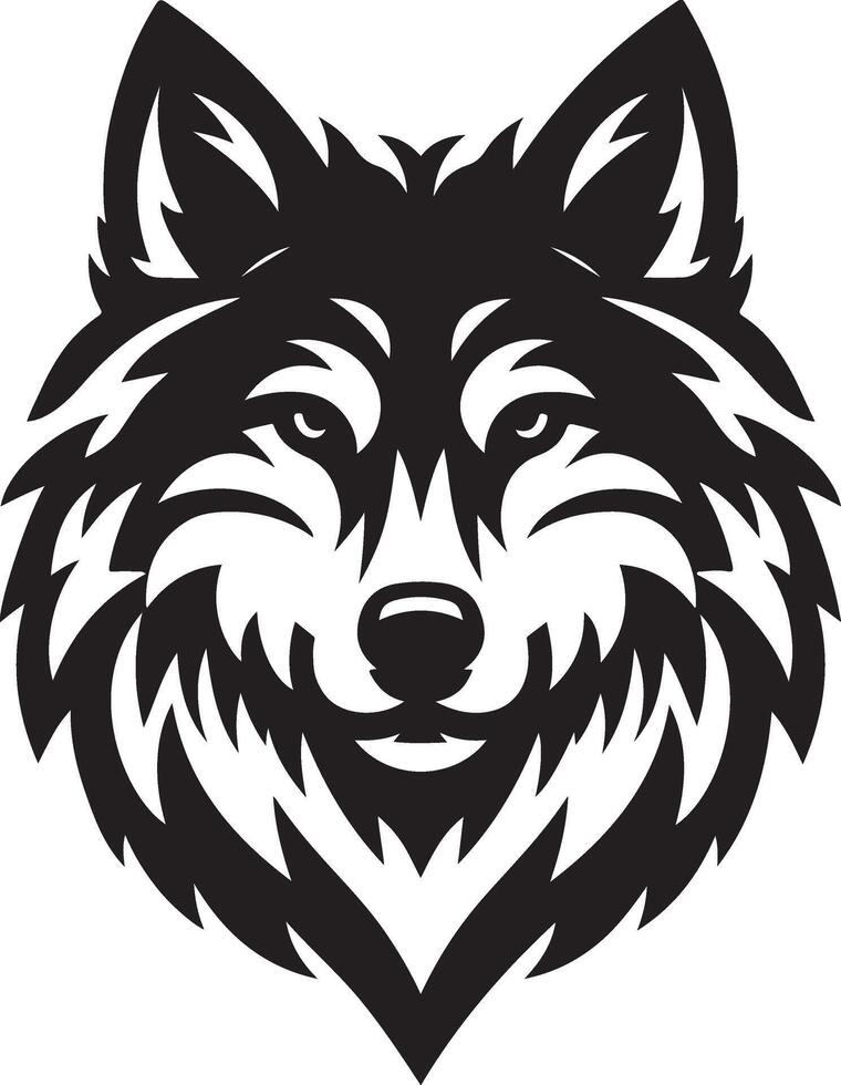 a black and white wolf head silhouette vector
