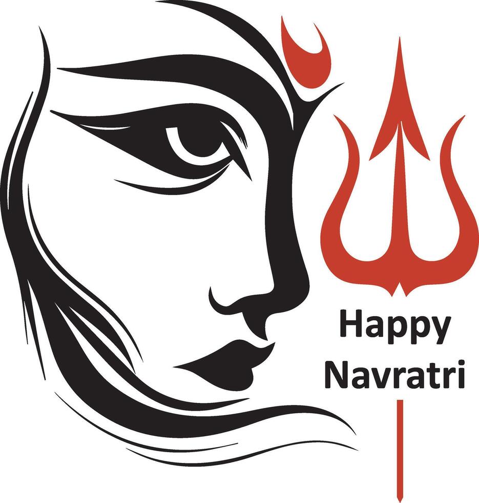 happy navratri with the face of a woman vector