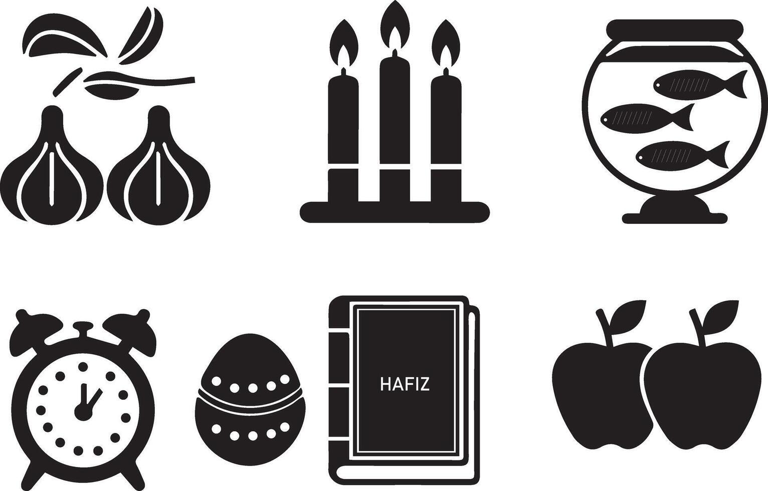 Nowruz Symbols Silhouette Set vector