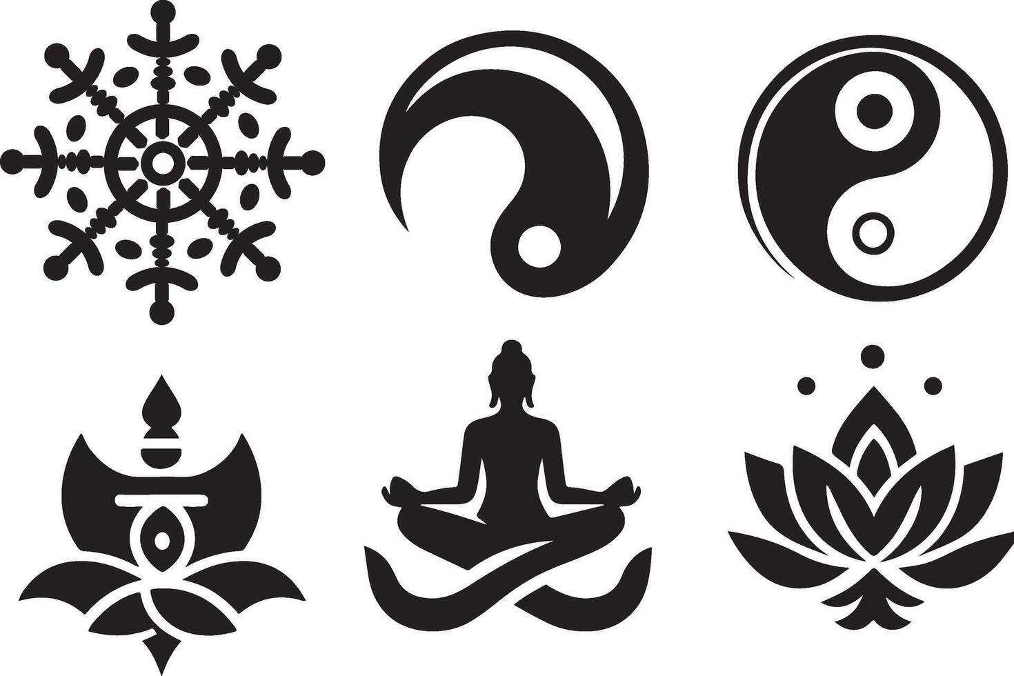 Buddha day Symbols Set Silhouette vector