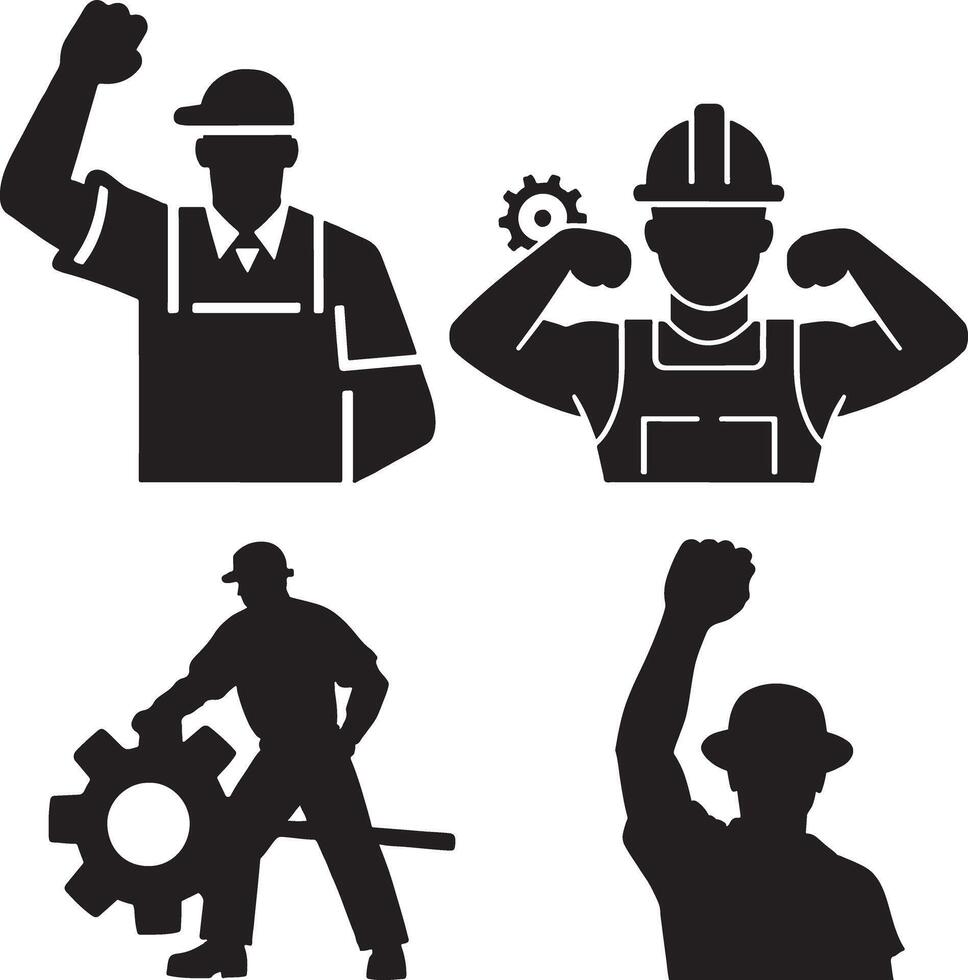 Labour Day quotes, International Labour Day Icon Set vector