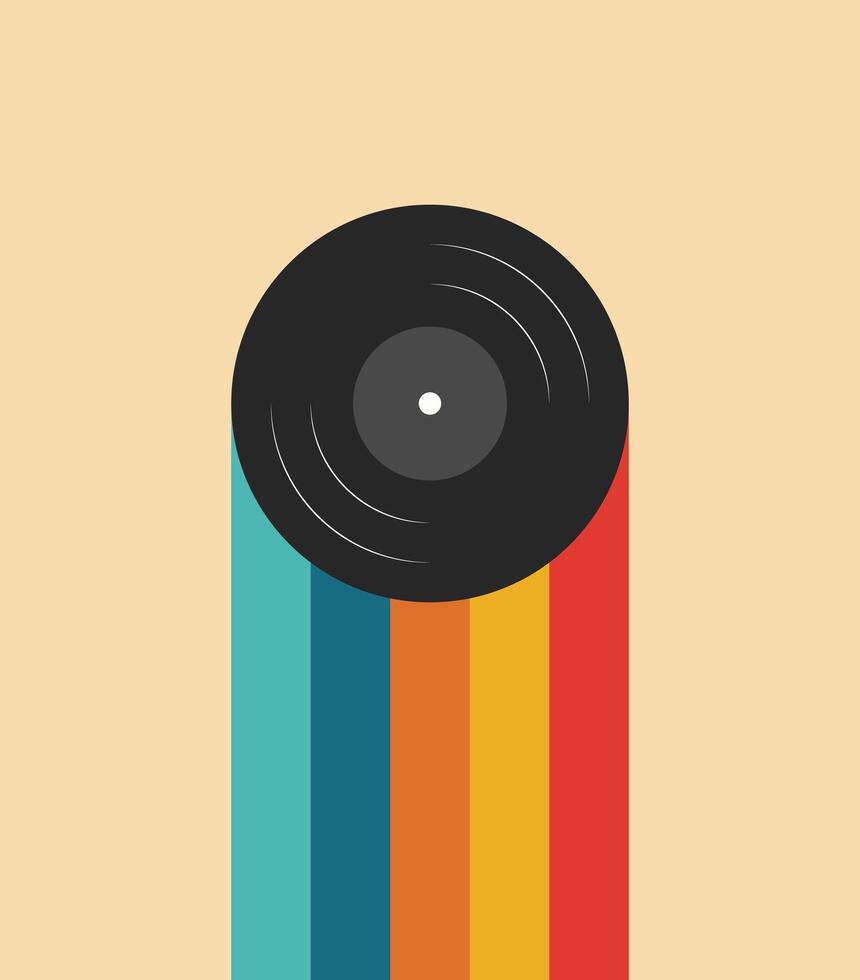 Illustration poster disk vinyl retro vector