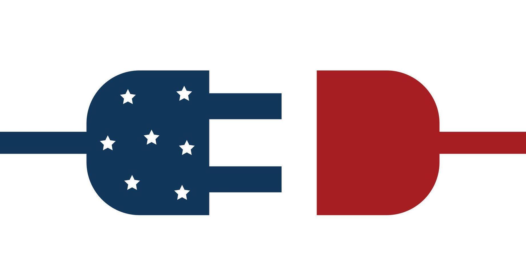 Illustration power plug with america flag vector