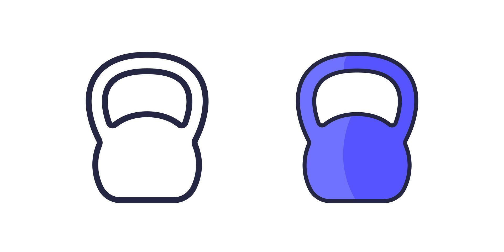 kettlebell icon in two styles, line and outline vector