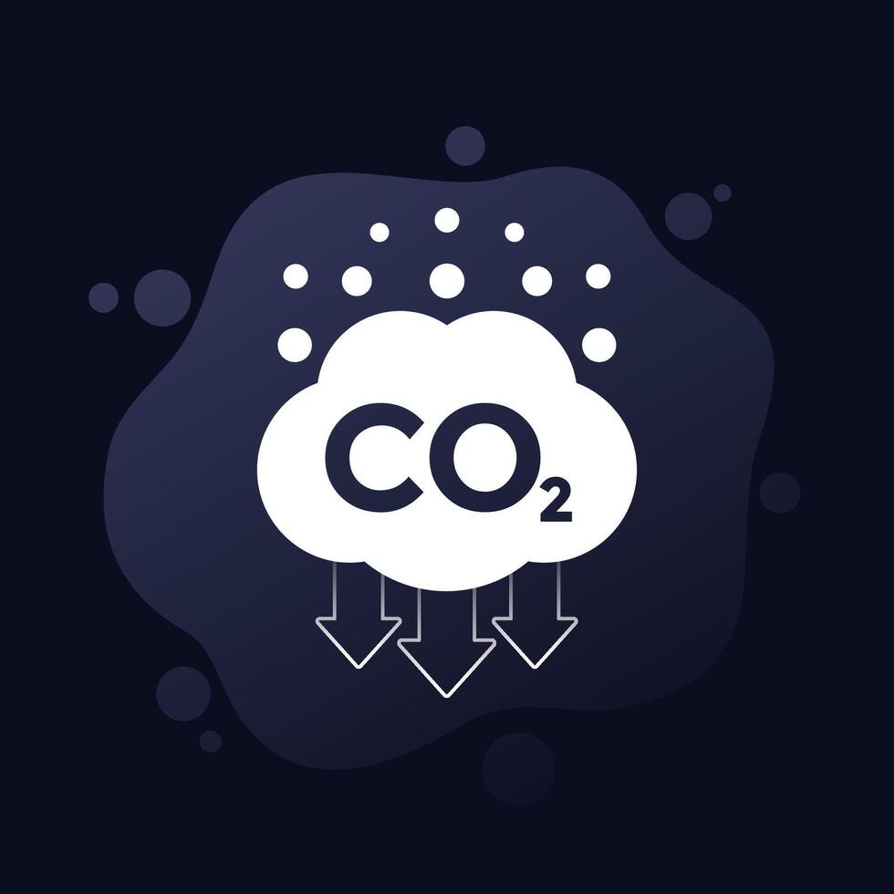 co2 emissions reduction icon, reduce carbon dioxide vector