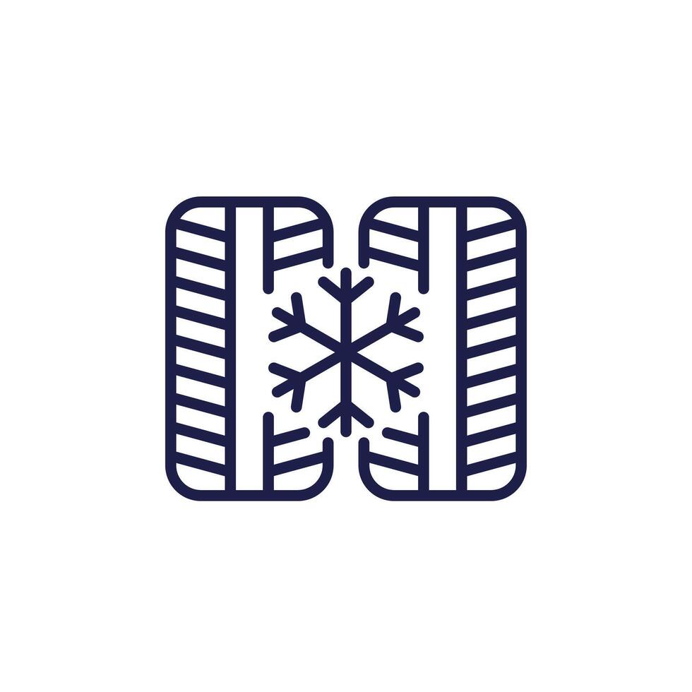 winter tires line icon, snow tyres vector