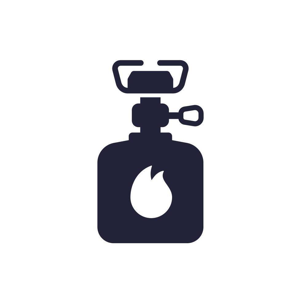 camping stove icon, portable gas burner pictogram on white vector