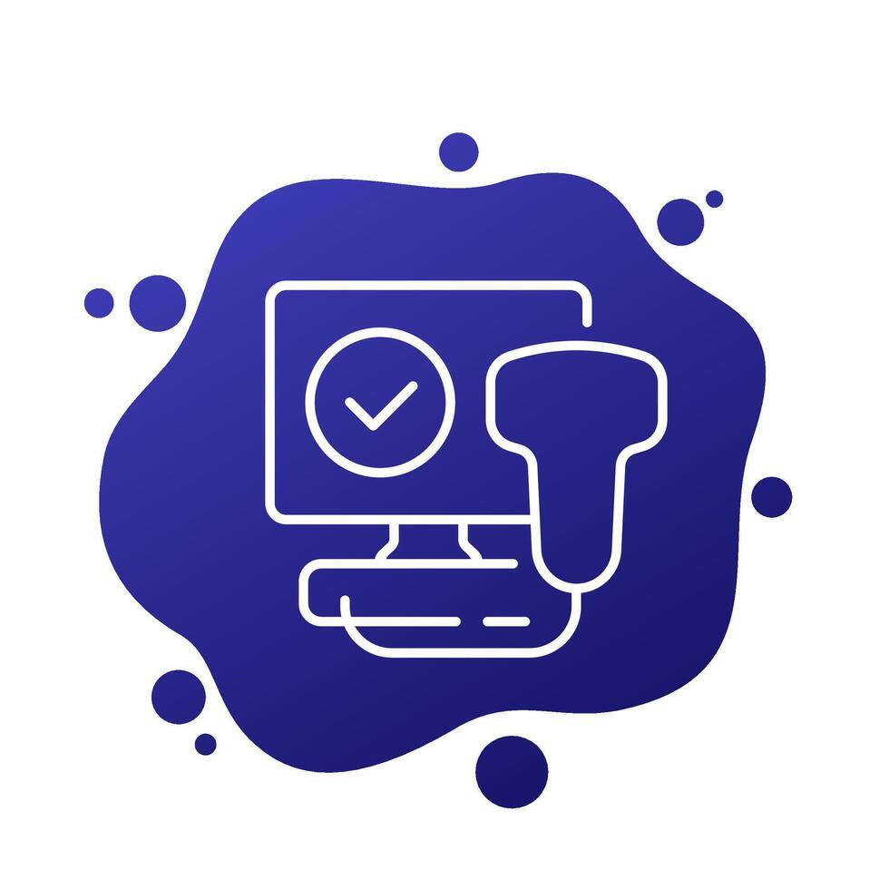 ultrasound scanner icon, ultrasonography linear design vector