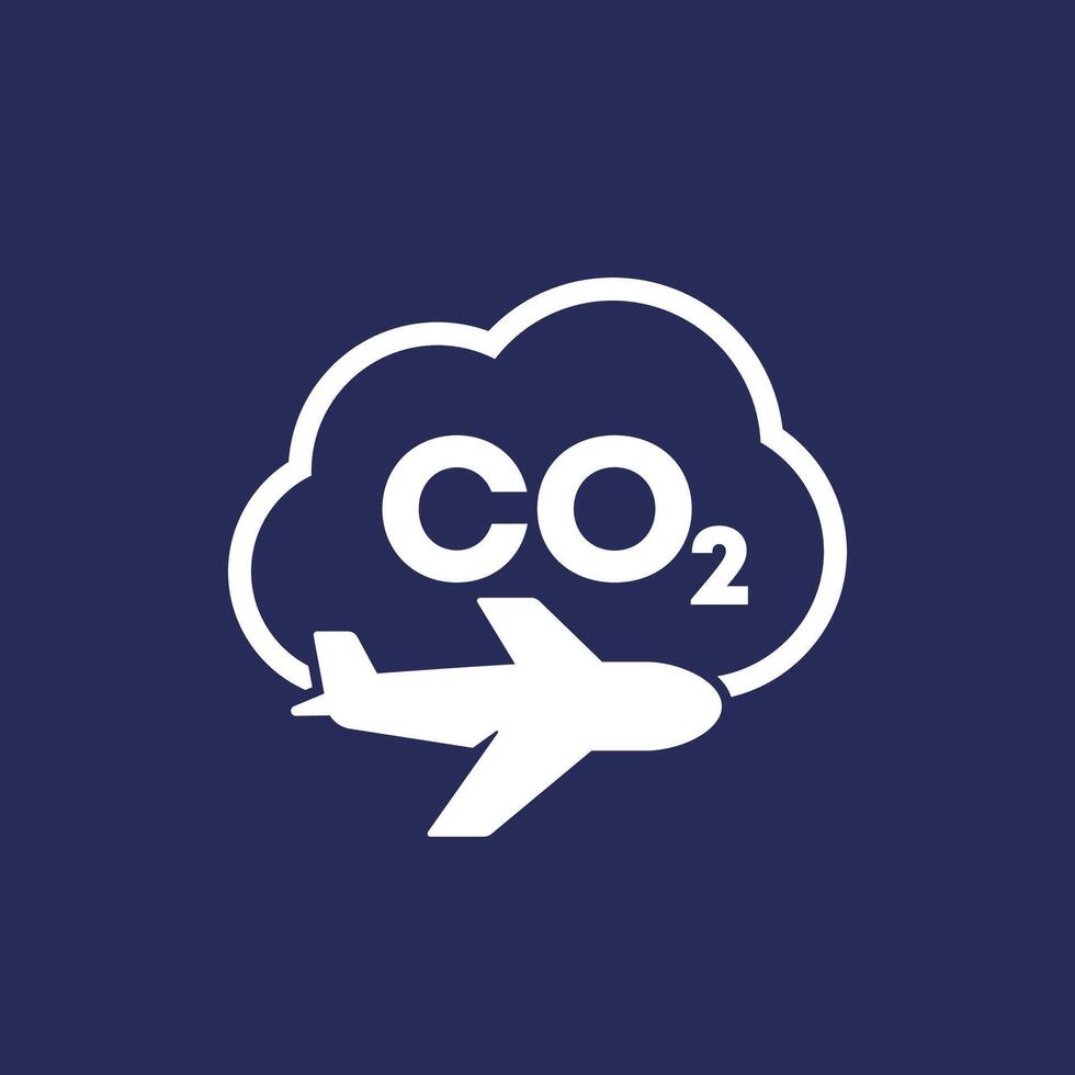 carbon footprint of flying icon or pictogram vector