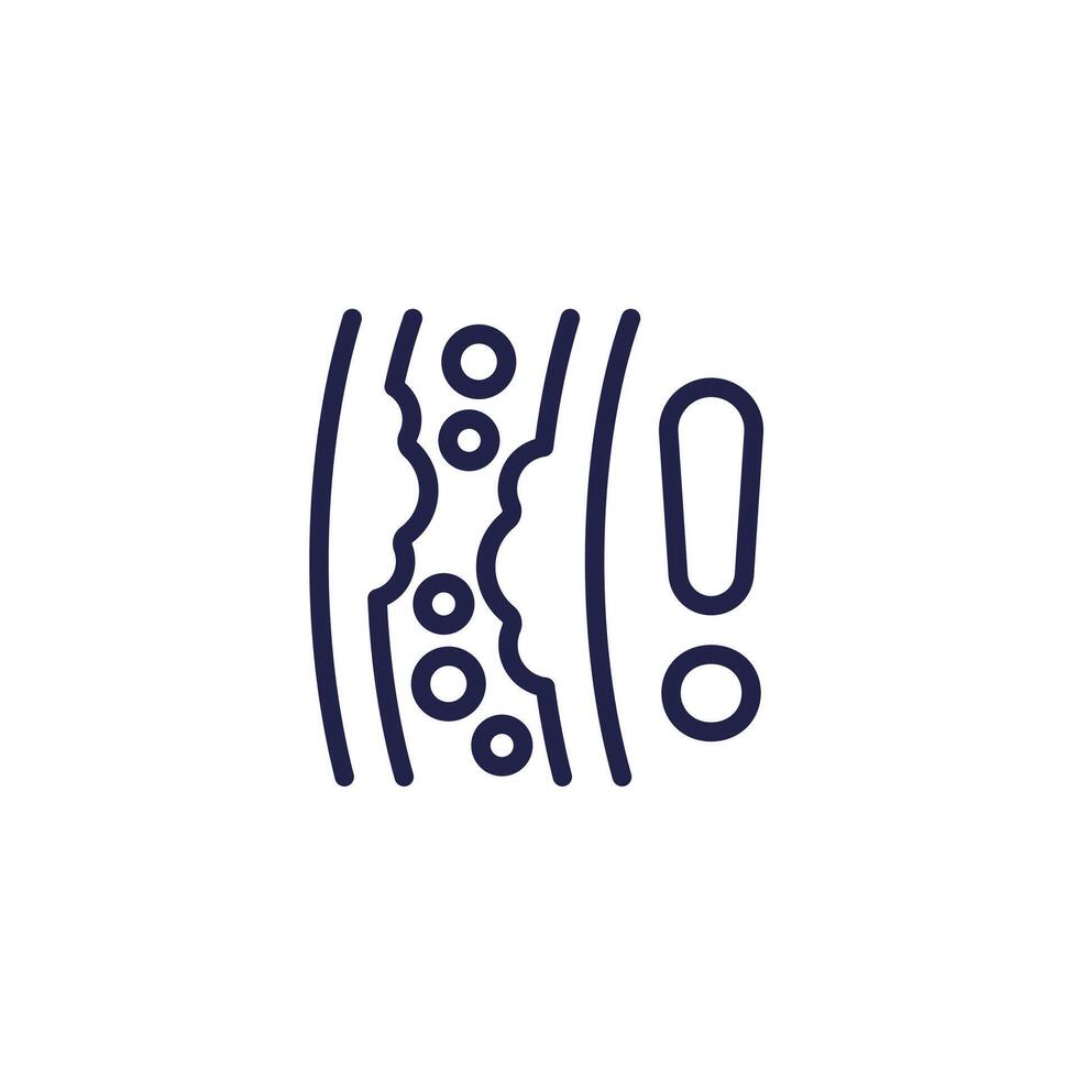 high cholesterol icon with artery, line pictogram on white vector