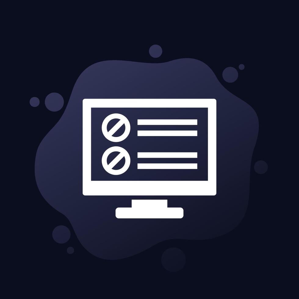blacklist icon with a computer, vector
