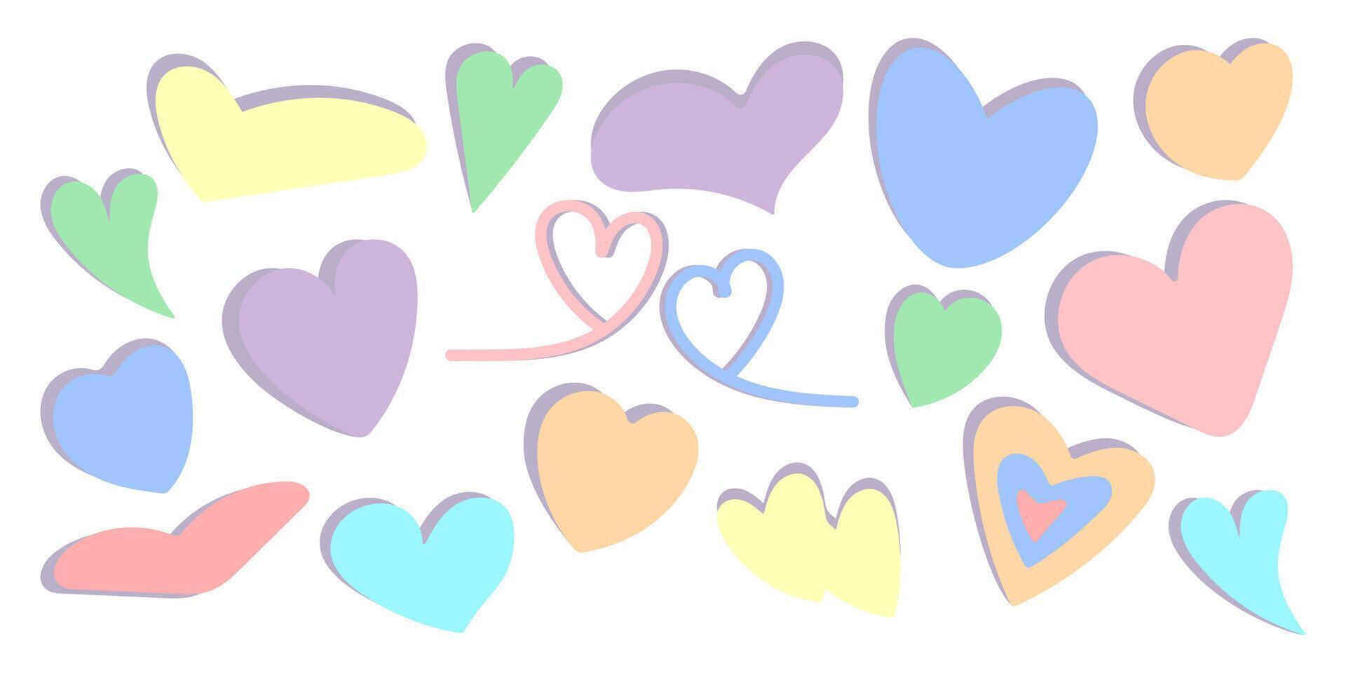 Soft pastel heart set, illustration vector