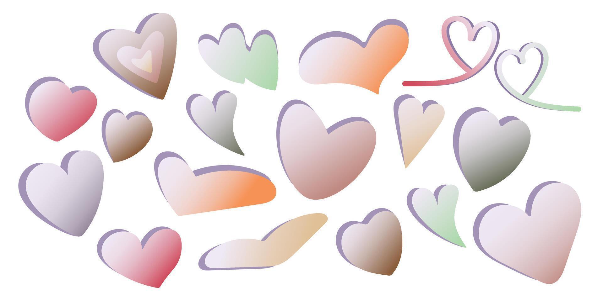 Pastel gradient heart set, illustration vector