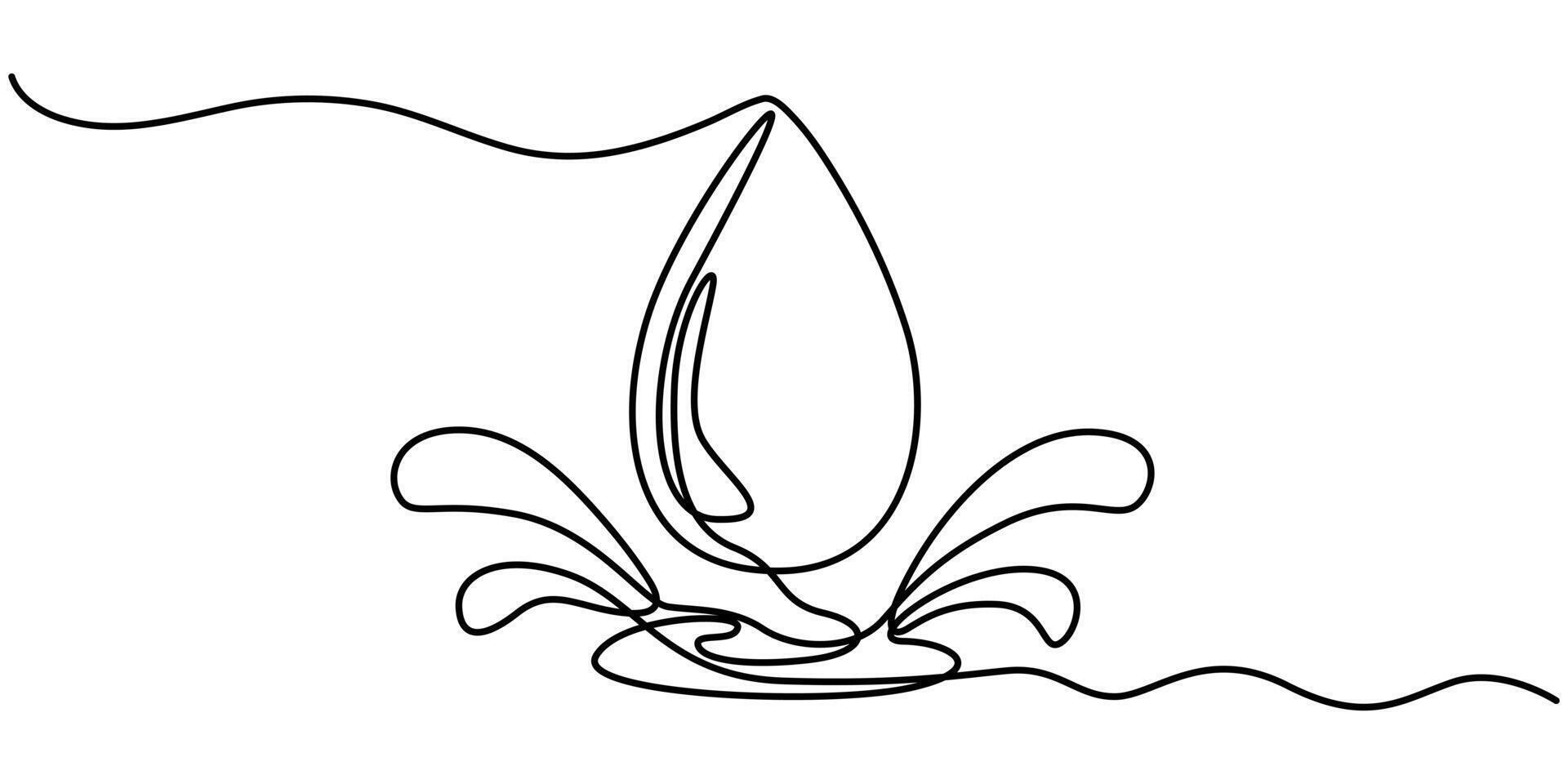 Continuous one line drawing of blood drop blood drop line icon vector