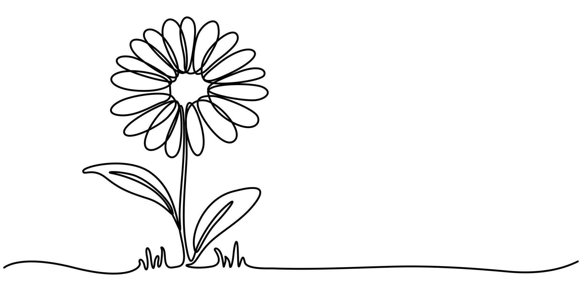 Daisy Flower Continuous One Line Drawing Icon vector