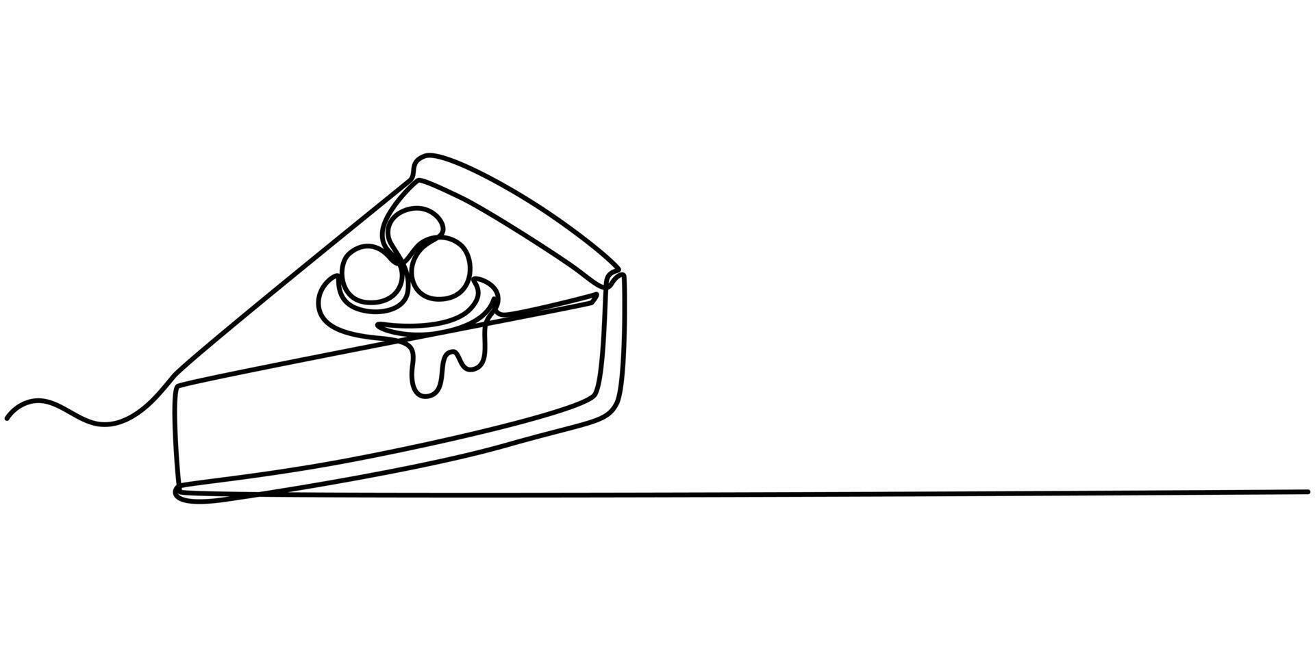 Slice of Cake Continuous One Line Drawing Icon vector