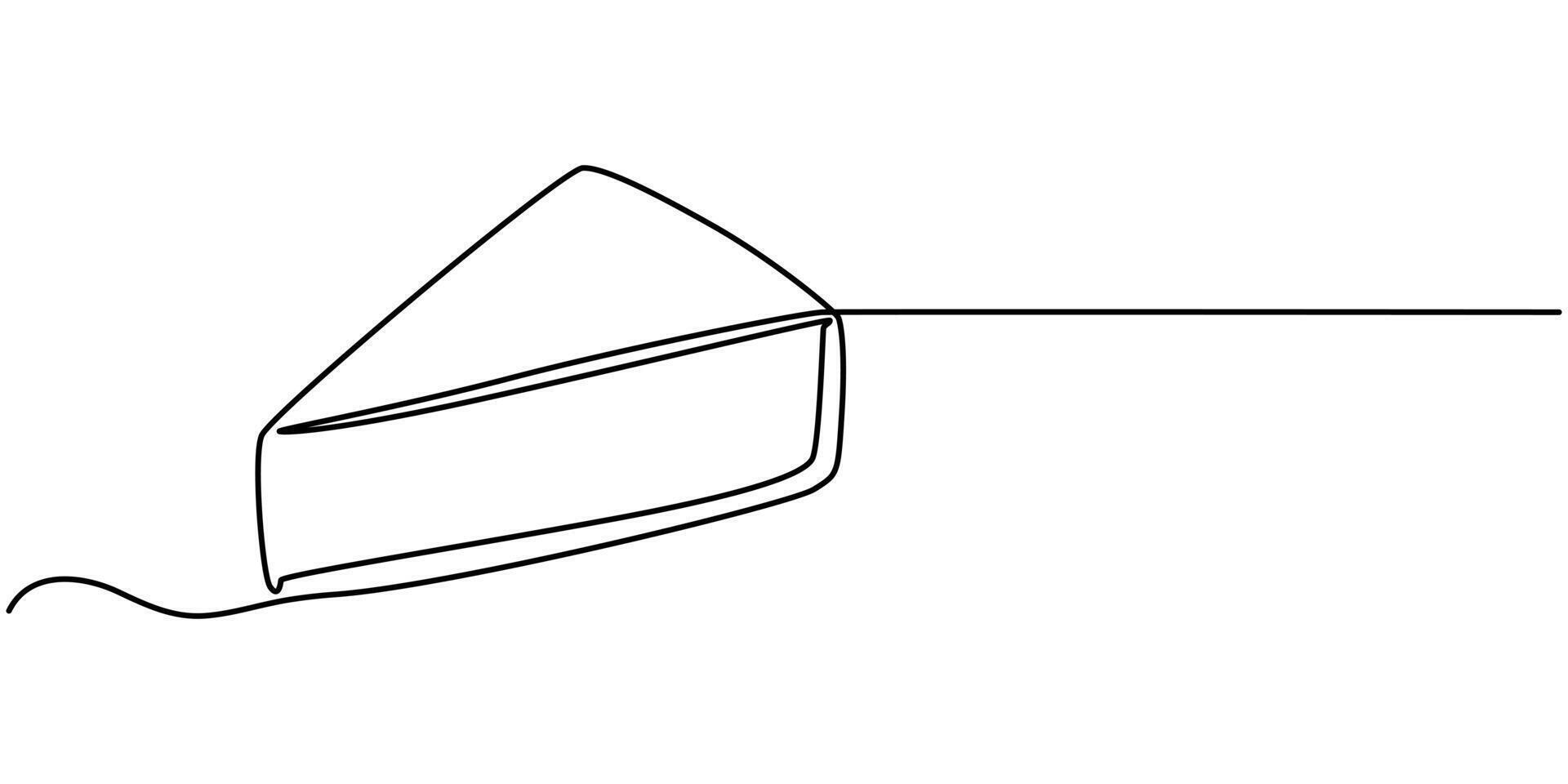 Piece of cake one line continuous drawing illustration vector