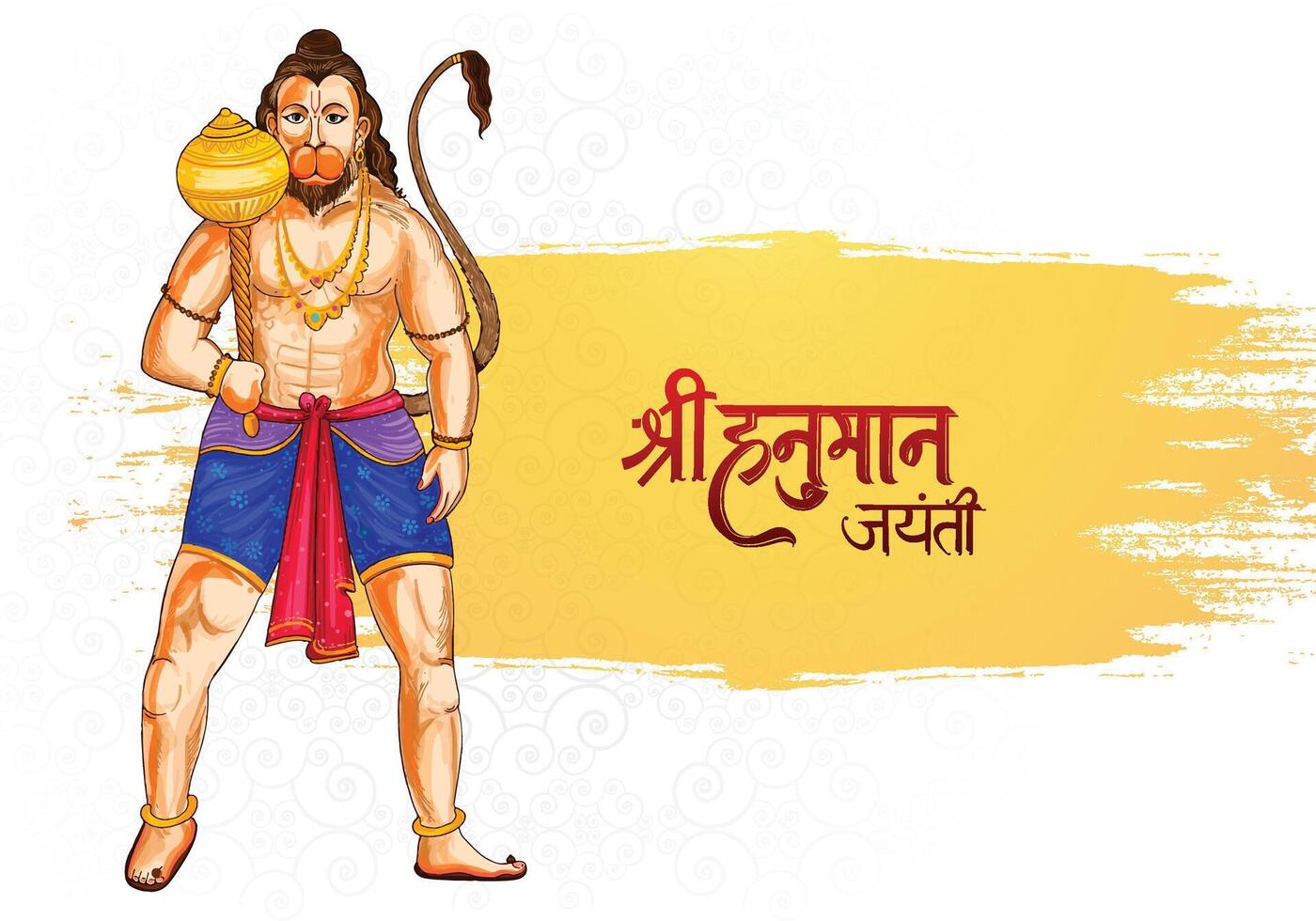 Beautiful shree hanuman jayanti indian mythological festival vector