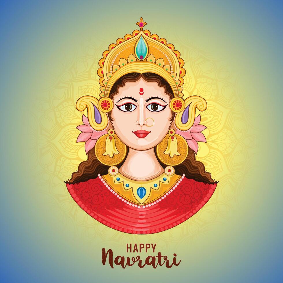Happy navratri indian religious festival celebration card background vector